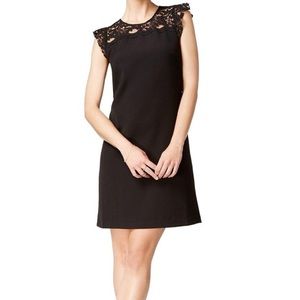 Maison Jules black lace trim shift dress